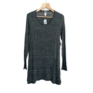 NWT Jag Poppy Tunic Soft Heathered Grey Long Sleeve Wrap Dress, Size Small